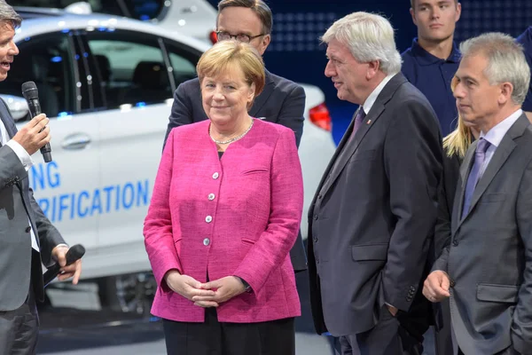 Frankfurt Alemanha Set 2017 Angela Merkel Fazer Uma Visita Guiada — Fotografia de Stock