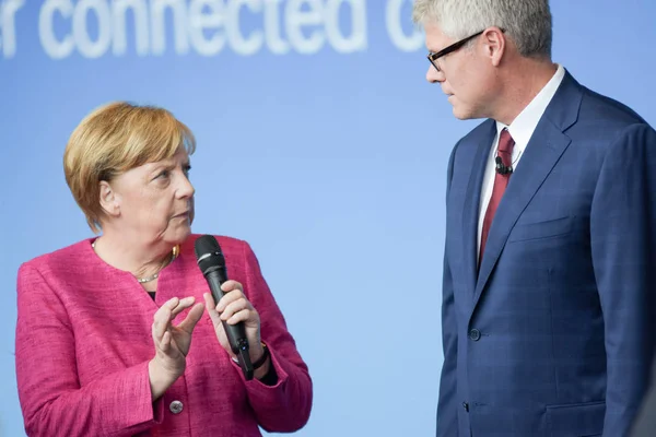 Frankfurt Tyskland Sep 2017 Angela Merkel Besöker Qualcomm Montern Hennes — Stockfoto