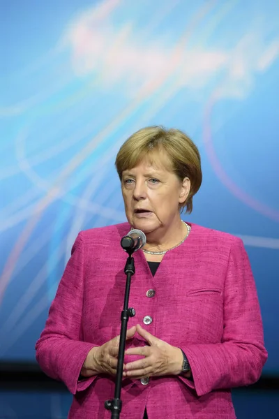 Frankfurt Germany 14Th Sep 2017 Angela Merkel Speaking End Her — Stock Photo, Image