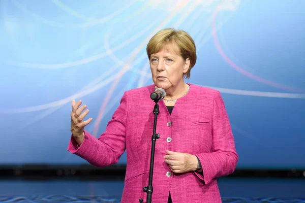 Frankfurt Germany 14Th Sep 2017 Angela Merkel Speaking End Her — Stock Photo, Image