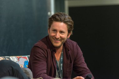 Dortmund, Almanya - 8 Nisan: Hafta sonu cehennem, bir iki gün (Nisan 7-8 2018) korku temalı fan kongre, aktör Jesse Moss (Tucker ve Dale vs Evil, son durak).