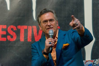 Dortmund, Almanya - 8 Nisan: Hafta sonu cehennem, bir iki gün (Nisan 7-8 2018) korku temalı fan kongre, aktör Bruce Campbell (kül vs Evil Dead Evil Dead).