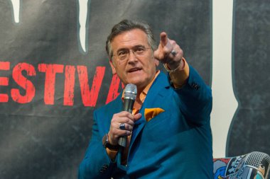 Dortmund, Almanya - 8 Nisan: Hafta sonu cehennem, bir iki gün (Nisan 7-8 2018) korku temalı fan kongre, aktör Bruce Campbell (kül vs Evil Dead Evil Dead).