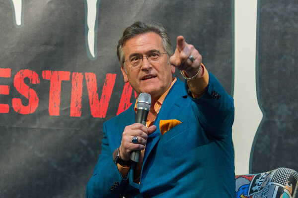 DORTMUND, GERMANY - APRIL 8: Actor Bruce Campbell (Ash vs Evil Dead, Evil Dead) at Weekend of Hell, a two day (April 7-8 2018) horror-themed fan convention.