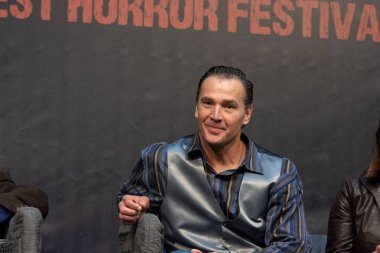 Dortmund, Almanya - 3 Kasım 2018: Danny Hassel (* 1967, ABD'li oyuncu, A Nightmare on Elm Street 4 & 5) hafta sonu, cehennem 2018, bir iki gün (Kasım 3-4 2018) korku temalı Kongre fan..
