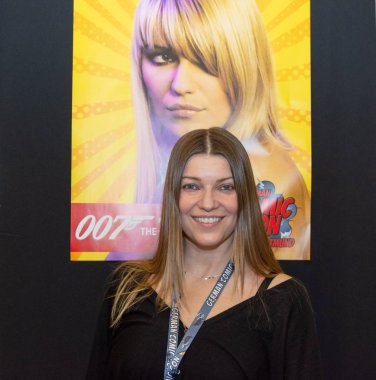 Dortmund, Almanya - 1st Aralık 2018: Ivana Milicevic (* 1974, Boşnak asıllı Amerikalı aktris) Alman Comic Con Dortmund adlı iki günde fan kongre