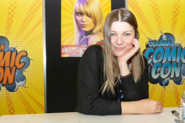 Dortmund, Almanya - 1st Aralık 2018: Ivana Milicevic (* 1974, Boşnak asıllı Amerikalı aktris) Alman Comic Con Dortmund adlı iki günde fan kongre