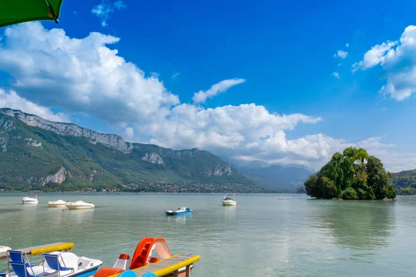 Annecy Francja 2018 Września Lac Annecy Widziany Promenady Jacquet Położony — Zdjęcie stockowe