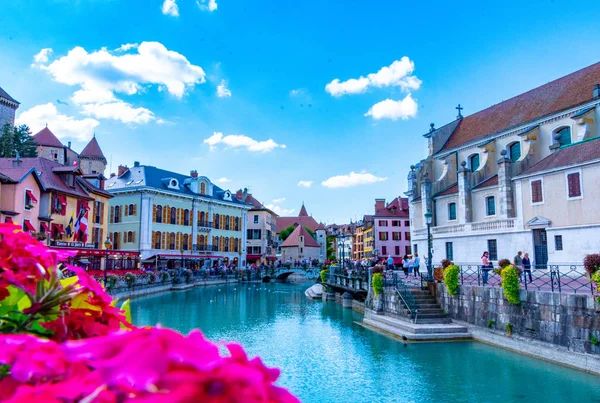 Annecy França Setembro 2018 Ponto Turístico Onde Thiou Desagua Lac — Fotografia de Stock