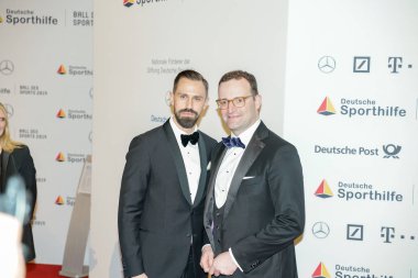 Wiesbaden, Almanya - 2 Şubat 2019: Daniel Funke ve Jens Spahn topu des spor 2019