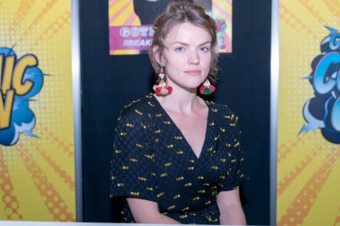 Dortmund, Almanya - 13 Nisan 2019: Erin Richards (*1986, Galler aktris) Alman Comic Con Dortmund Spring Edition, iki günlük fan kongre