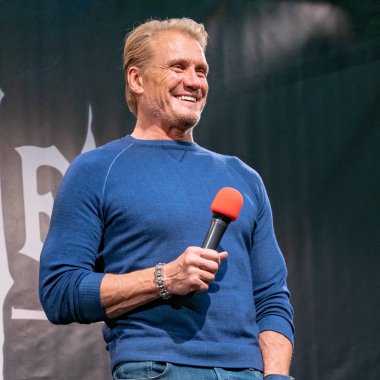 Dortmund, Almanya - 14 Nisan 2018: Dolph Lundgren (*1957, İsveçli aktör) Weekend of Hell Spring Edition 2019'da, iki gün (13-14 Nisan 2019) korku temalı hayran kongresi.