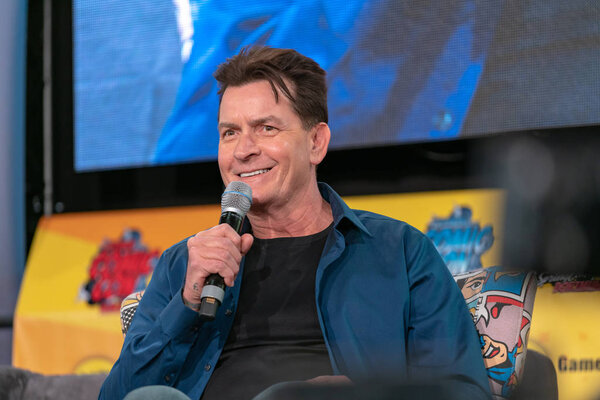 DORTMUND, GERMANY - April 13th 2019: Charlie Sheen (* 1965, American film and television actor) at German Comic Con Dortmund Spring Edition, a two day fan convention
