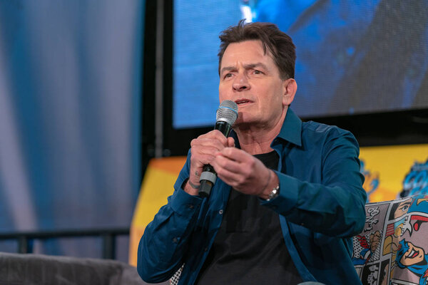 DORTMUND, GERMANY - April 13th 2019: Charlie Sheen (* 1965, American film and television actor) at German Comic Con Dortmund Spring Edition, a two day fan convention
