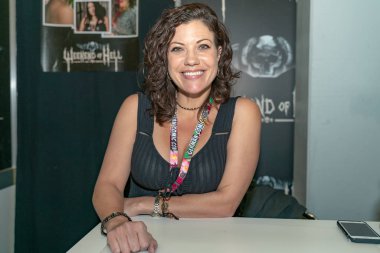 Dortmund, Almanya - 13 Nisan 2018: Tiffany Shepis (*1979, Amerikalı aktris) Weekend of Hell Spring Edition 2019'da, iki gün (13-14 Nisan 2019) korku temalı hayran kongresi.