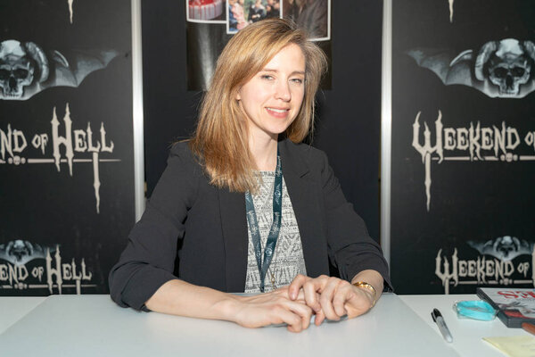 DORTMUND, GERMANY - April 13th 2018: Emily Perkins (*1977, Canadian actress - Stephen King's IT) at Weekend of Hell Spring Edition 2019, a two day (April 13-14 2019) horror-themed fan convention.