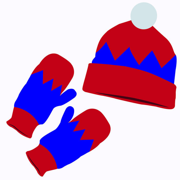 Illustration of classic mittens with hats