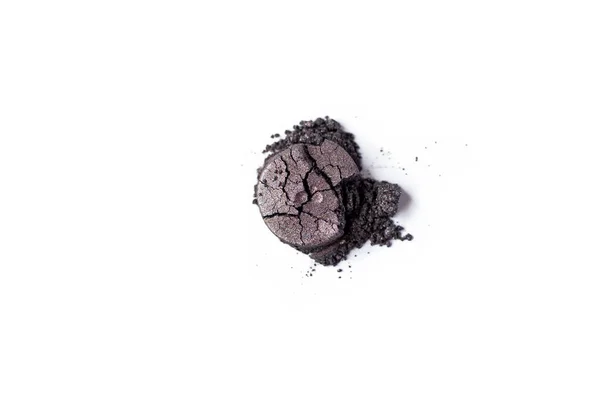 Natural dark brown colored duochrome prismatic pigment. Loose cosmetic powder. Eyeshadow pigment isolated on a white background, close-up — Stock Photo, Image