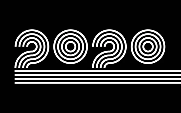 Plakat Zur Nummer 2020 Aus Konzentrischen Linien Schwarz Weißes Design — Stockvektor