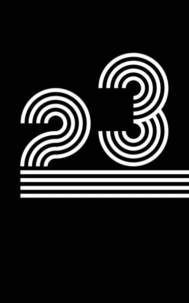 Номер Двадцать Три Выполнен Концентрических Линий Черно Белый Дизайн — стоковый вектор