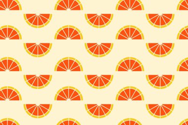 Taze dilimlenmiş turuncu, tekrar eden pürüzsüz desen. Tekstil ve baskı için vektör deseni