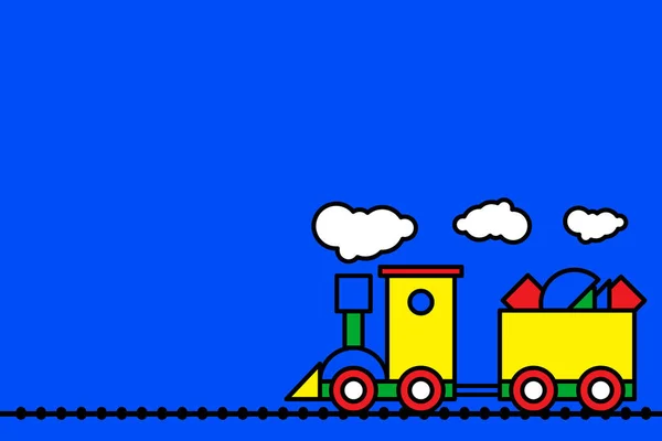 Trein Wagen Spoorweg Illustratie Geïsoleerd Blauwe Achtergrond Vector Illustratie Voor — Stockvector