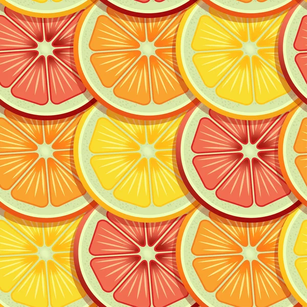 Filas Críticos Rodajas Como Naranja Limón Pomelo Patrón Diseño Patrones — Vector de stock