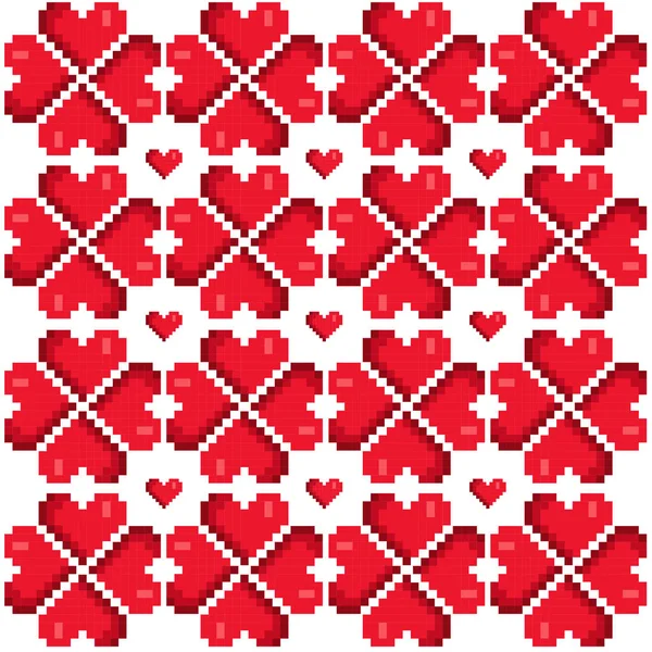 Diseño Patrón Corazón Píxeles Sobre Fondo Blanco — Vector de stock