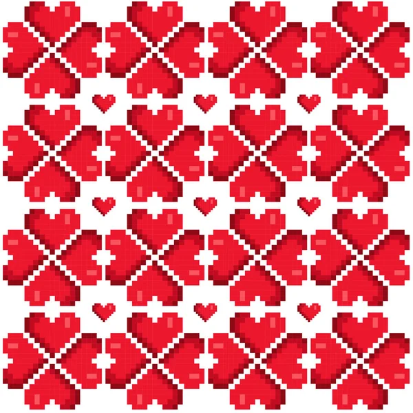 Pixel Srdce Vzor Bílém Pozadí — Stockový vektor