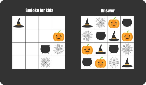 Jogo Sudoku Halloween Puzze Jogo De Lógica Infantil Ilustração do Vetor -  Ilustração de doce, poltergeist: 227561607