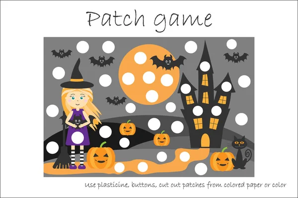 Educazione Patch Gioco Halloween Bambini Sviluppare Abilità Motorie Utilizzare Patch — Vettoriale Stock