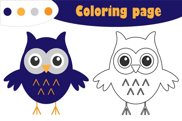 Búho Estilo Dibujos Animados Página Para Colorear Halloween Juego Papel — Vector de stock