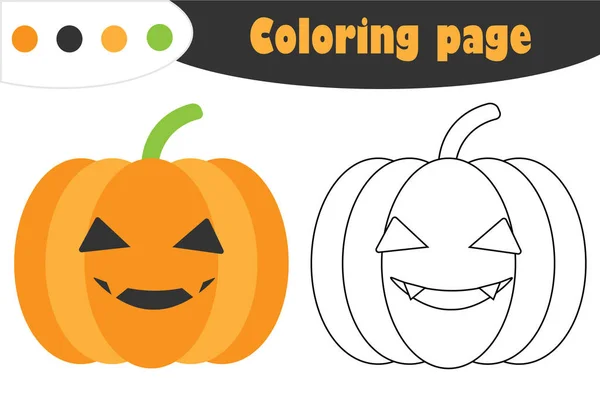 Citrouille Dans Style Dessin Animé Coloriage Halloween Jeu Papier Éducatif — Image vectorielle