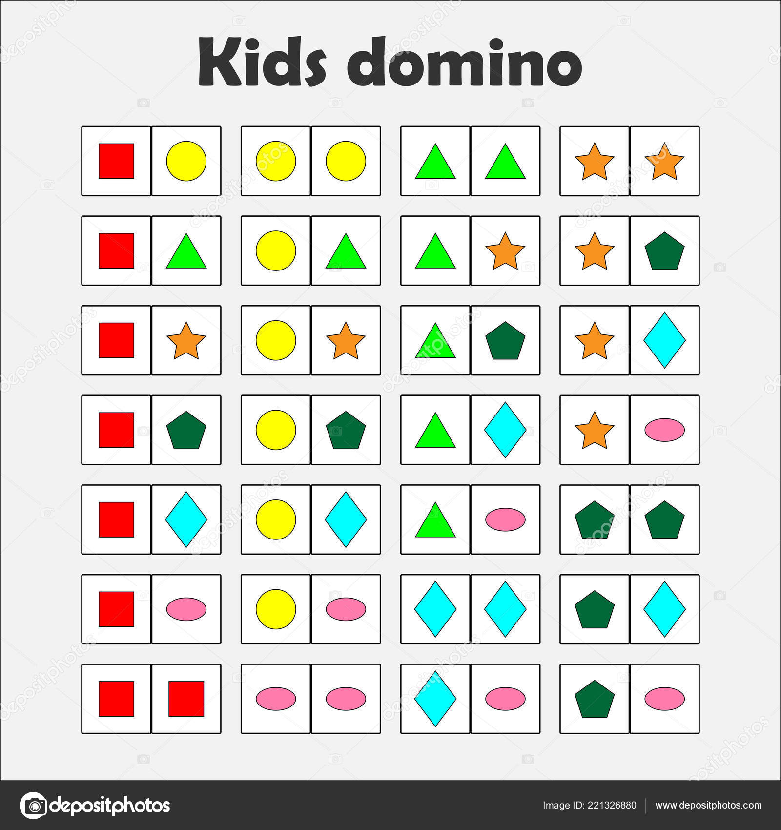 Juego Dominó Con Imágenes Formas Geométricas Para Niños ...