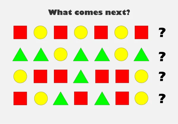 Que Viene Continuación Con Diferentes Formas Geométricas Coloridas Para Los — Vector de stock