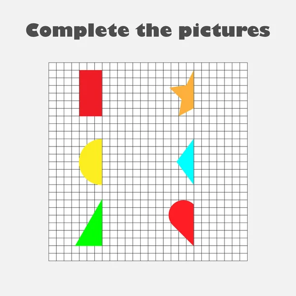 Vervollständigen Sie Das Bild Geometrische Formen Zeichnen Fähigkeiten Ausbildung Pädagogische — Stockvektor