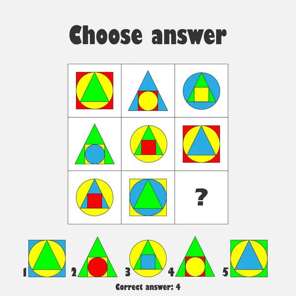 Elija Respuesta Correcta Prueba Con Formas Geométricas Coloridas Para Los — Vector de stock