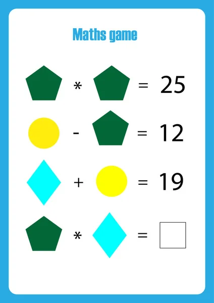 Mathematikspiel Mit Bildern Geometrische Formen Für Kinder Mittelstufe Bildungsspiel Für — Stockvektor