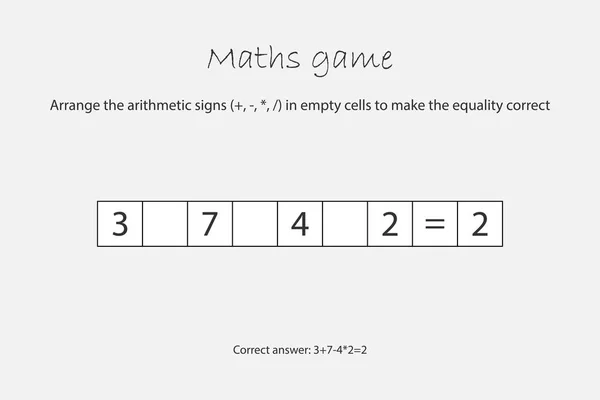 Matemáticas Juego Para Los Niños Encontrar Una Solución Juego Educación — Vector de stock