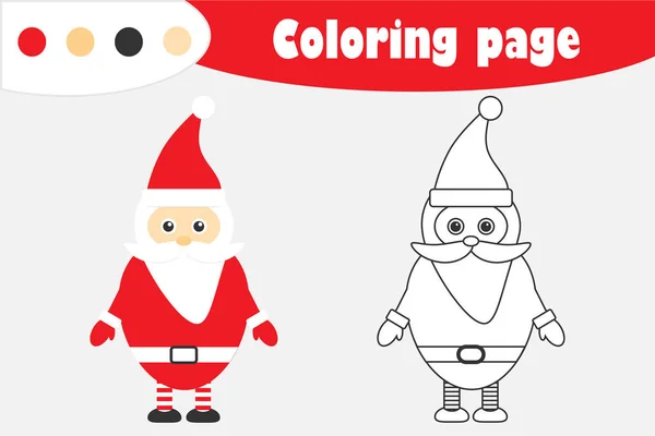 Noel Baba Çizgi Film Tarzı Noel Boyama Sayfası Eğitim Kağıt — Stok Vektör
