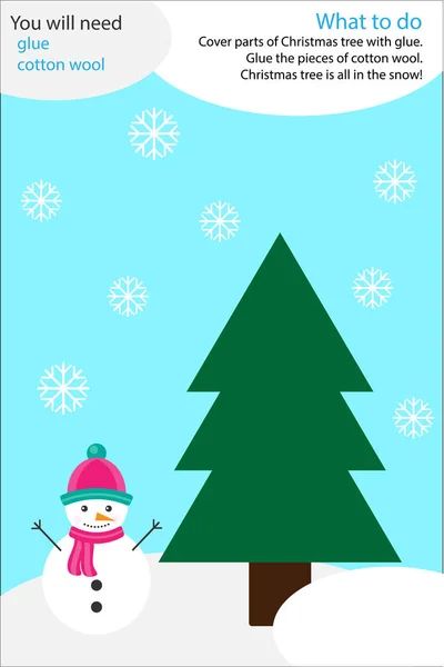 Vánoční Zimní Řemeslnou Činnost Sníh Strom Vzdělávací Hra Pro Rozvoj — Stockový vektor