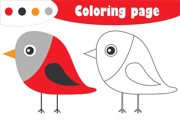 Bullfinch Dans Style Dessin Animé Coloriage Noël Jeu Papier Éducatif — Image vectorielle