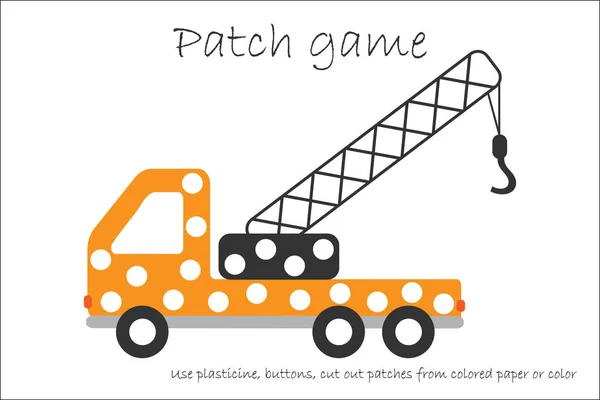 Education Patch Game Truck Crane Children Develop Motor Skills Use — Stock Vector