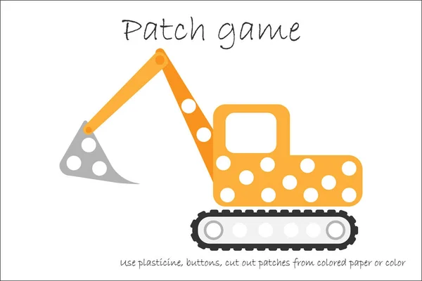 Education Patch Game Excavator Children Develop Motor Skills Use Plasticine — Stock Vector