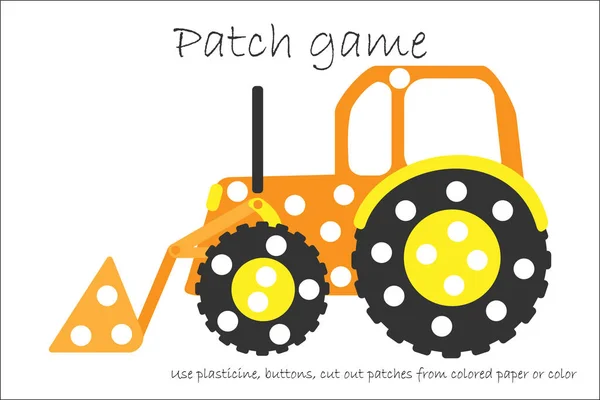 Educación Parche Bulldozer Juego Para Los Niños Para Desarrollar Habilidades — Vector de stock