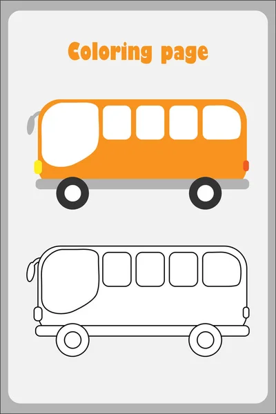 Bus Cartoon Style Coloring Page Education Paper Game Development Children — Stock Vector
