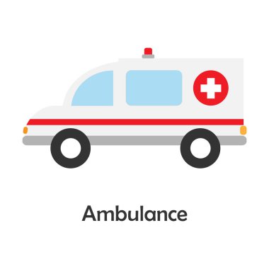 Karikatür tarzı ambulansta, kart ulaşım çocuk için çocuklar için okul öncesi etkinlik ile vektör