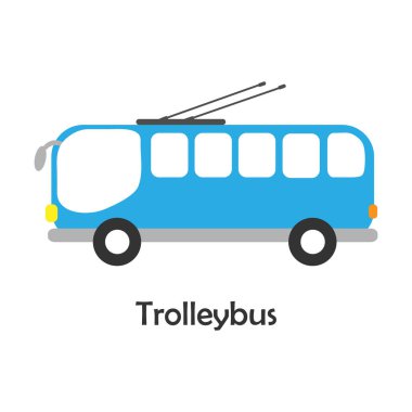 Troleybüs karikatür tarzı, kart ulaşım çocuk için çocuklar için okul öncesi etkinlik ile vektör