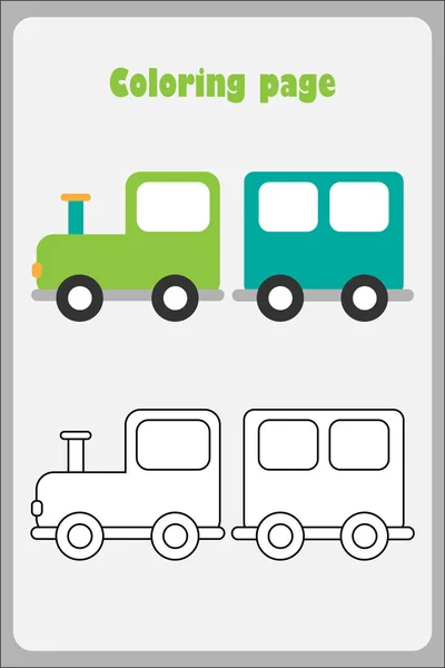 Locomotiva Stile Cartone Animato Pagina Colorare Gioco Carta Didattica Sviluppo — Vettoriale Stock