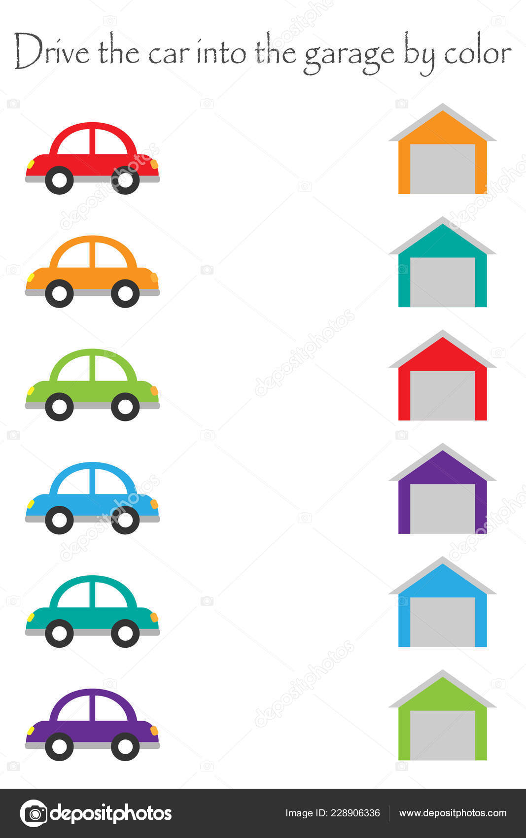 Drive Colorful Cars Cartoon Style Garages Color Children